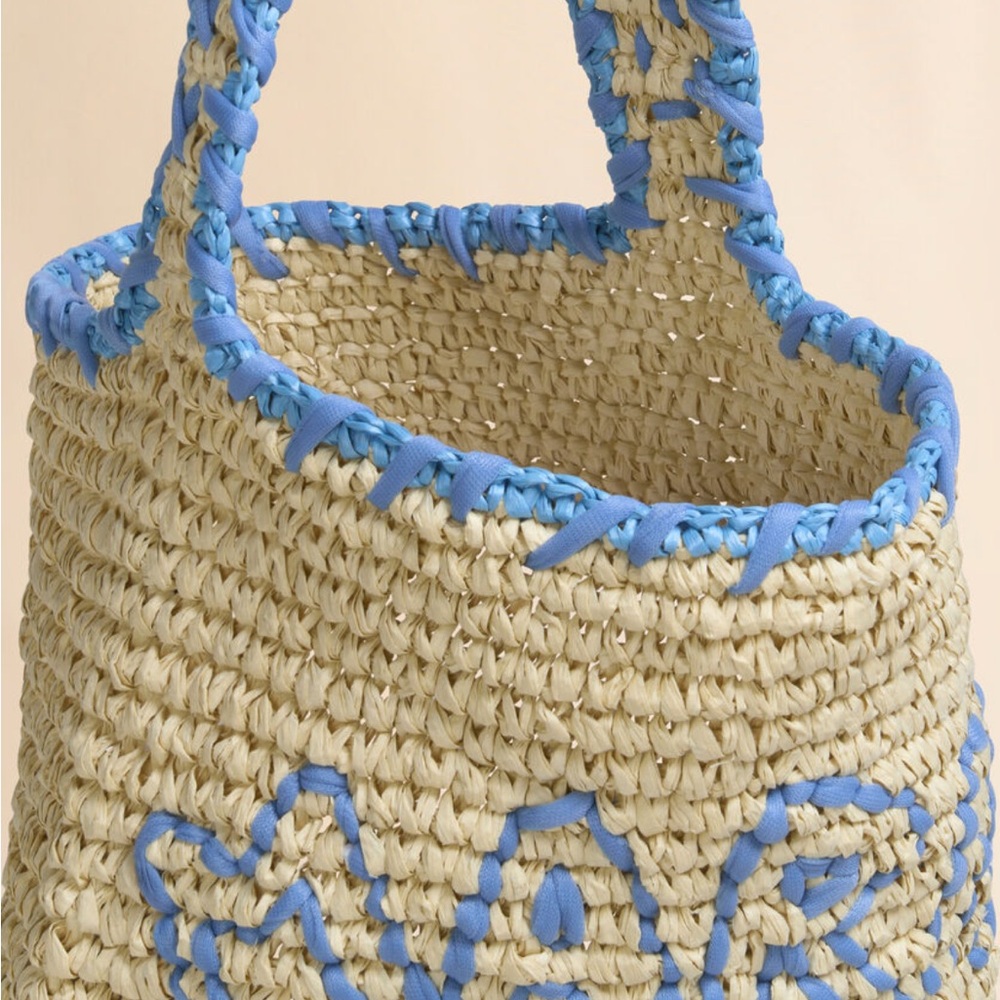 Marni // Raffia and Blue Nassa Small Hobo Bag - Picture 4 of 11